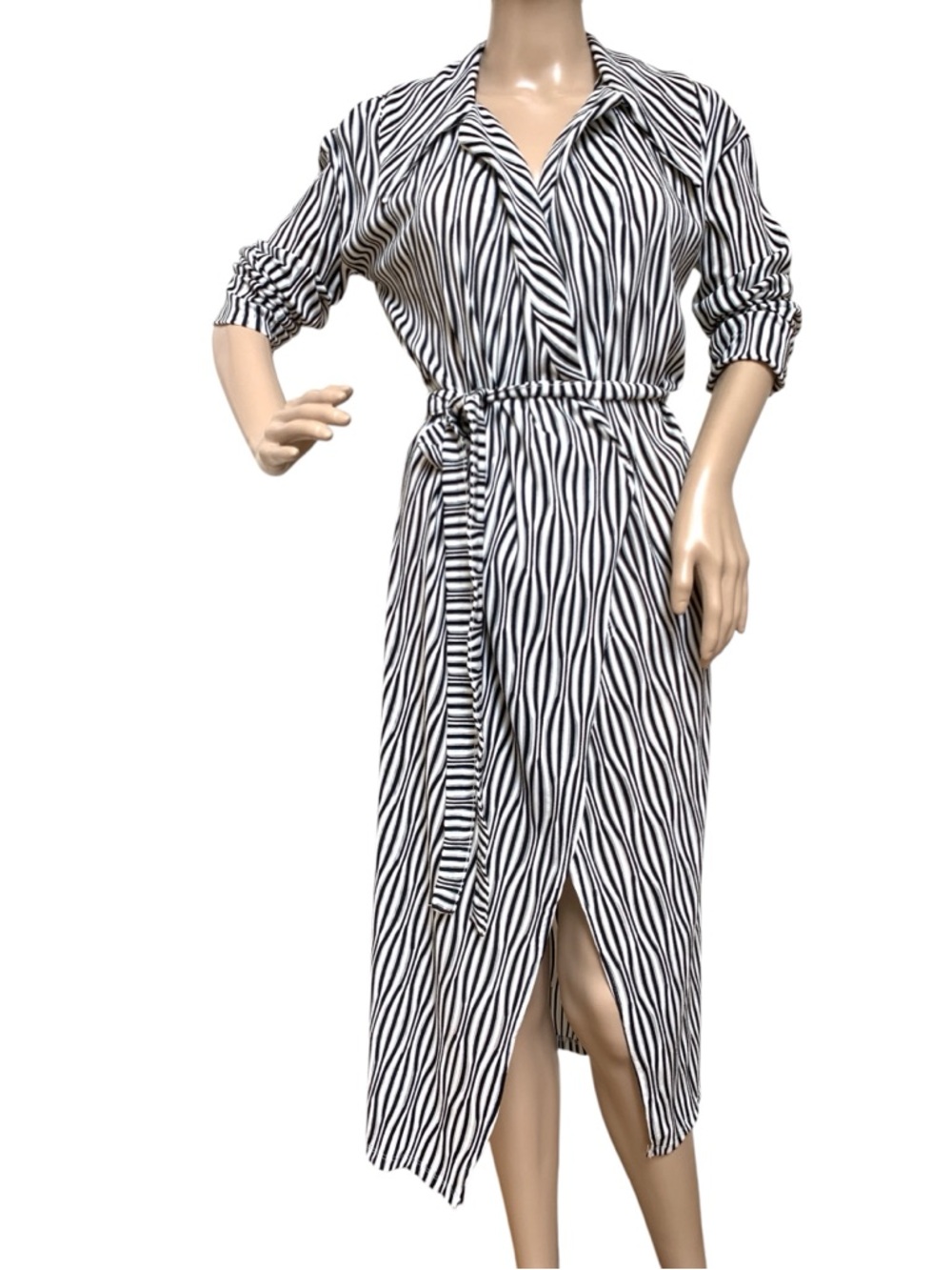 Zara striped shirt wrap dress, NWT, S